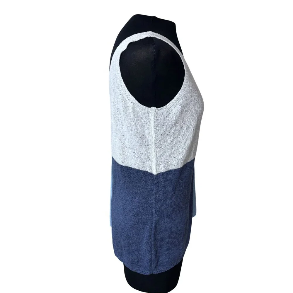 Colorblock Knit Tank Top In Blue & White Colorblock - M - Picture 4 of 10